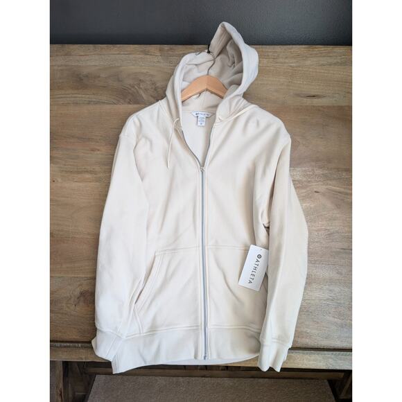 Athleta Tops - NWT Athleta Forever Fleece Hoodie Womens XS Cream Oversized Long Sleeve Full Zip